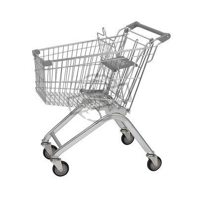 Hot Sale Supermarket 80L Shopping Cart with Coin Lock