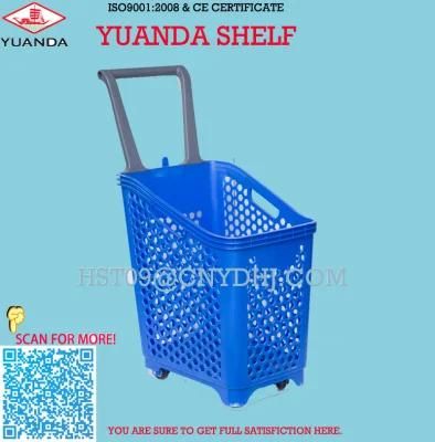 4 Wheel Rolling Basket with Single Handle