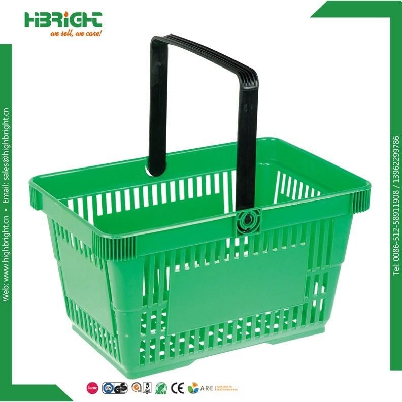 PP Double Handle Plastic Shopping Basket for Supermarket Hypermarket