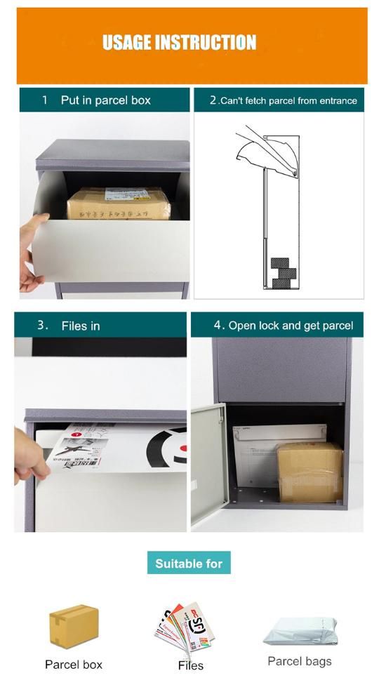 Fas-158 Anti Theft Large Outdoor Smart Parcel Drop Mailbox for Mail Letter Post Parcel Delivery Box