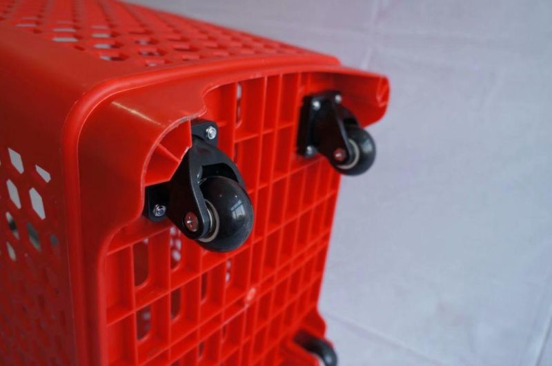 Supermarket Plastic Trolley Shopping Baskets with Wheels