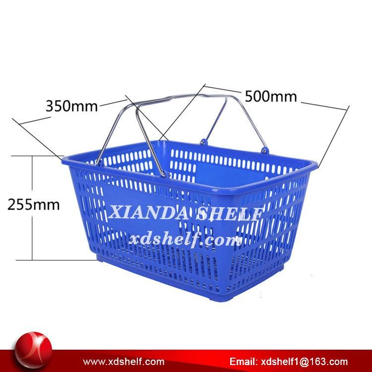 32liter Portable Plastic Shopping Basket with Metal Handle