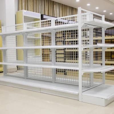 Double Sided Supermarket Shelf with Wire Shelf Shelving System Used in Supermarket