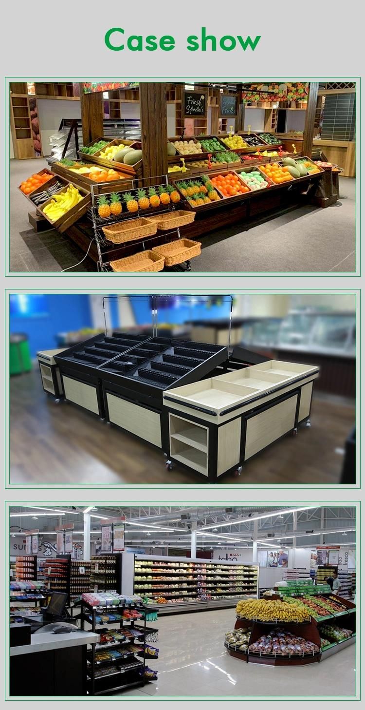 Customized Wooden Produce Display Stand Fruit and Vegetable Rack