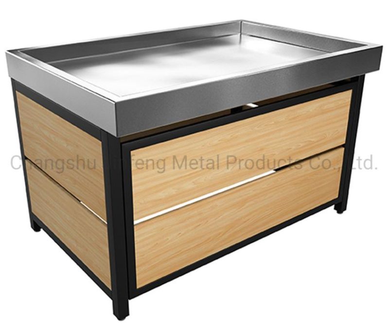 Supermarket Wooden and Metal Display Shelves Retail Store Fruits and Vegetables Display Stand