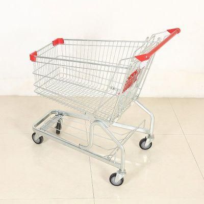 Four Wheels Folding Hand Cart Supermarket Metal Shopping Trolley