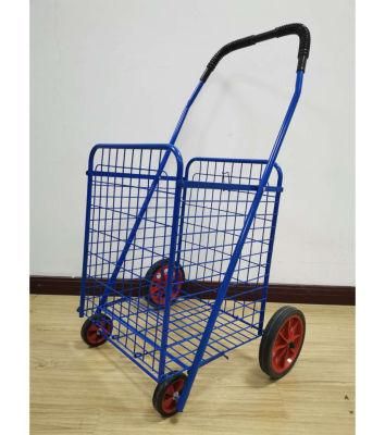 Factory Portable Grocery Metal Cart Fold up Shopping Cart with Wheels