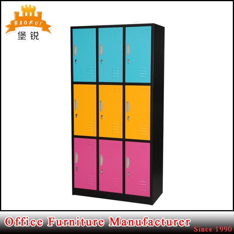 Jas-030 Hot Sale Steel Metal 3 Tier 9 Door Clothes Locker Wardrobe