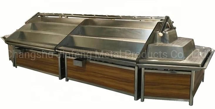 Supermarket & Store Fixture Steel-Wood Bulk Commodity Rack with Spray System