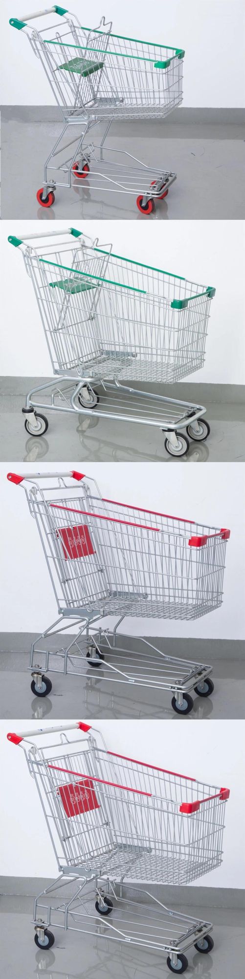 New Design Asian Style Carts Double Baskets Supermarket Trolley