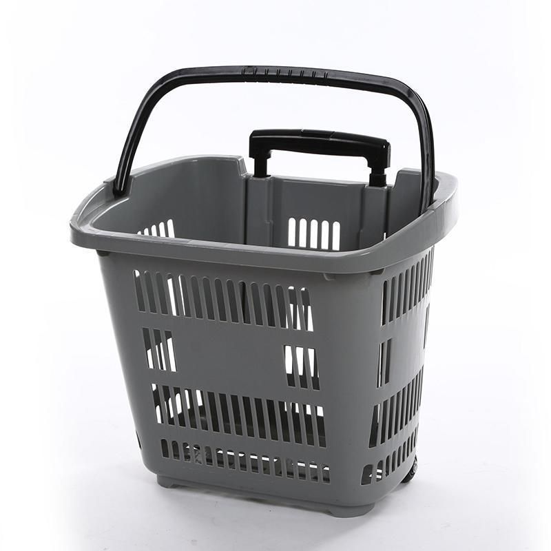 Factory Price Plastic Supermarket Single Handle Roll Shopping Trolley Basket