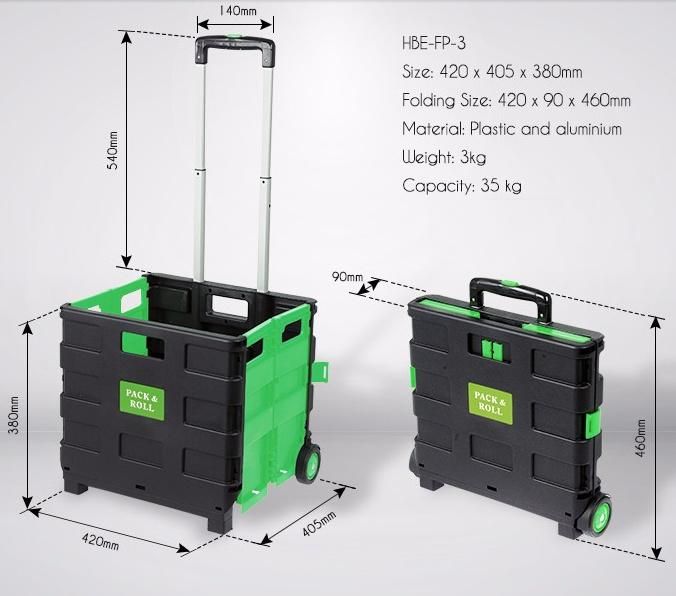 Plastic Folding Shopping Cart (HBE-FP-3)