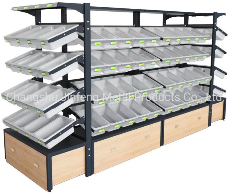 Supermarket Wooden Shelves for Bulk Food Wooden Display Rack