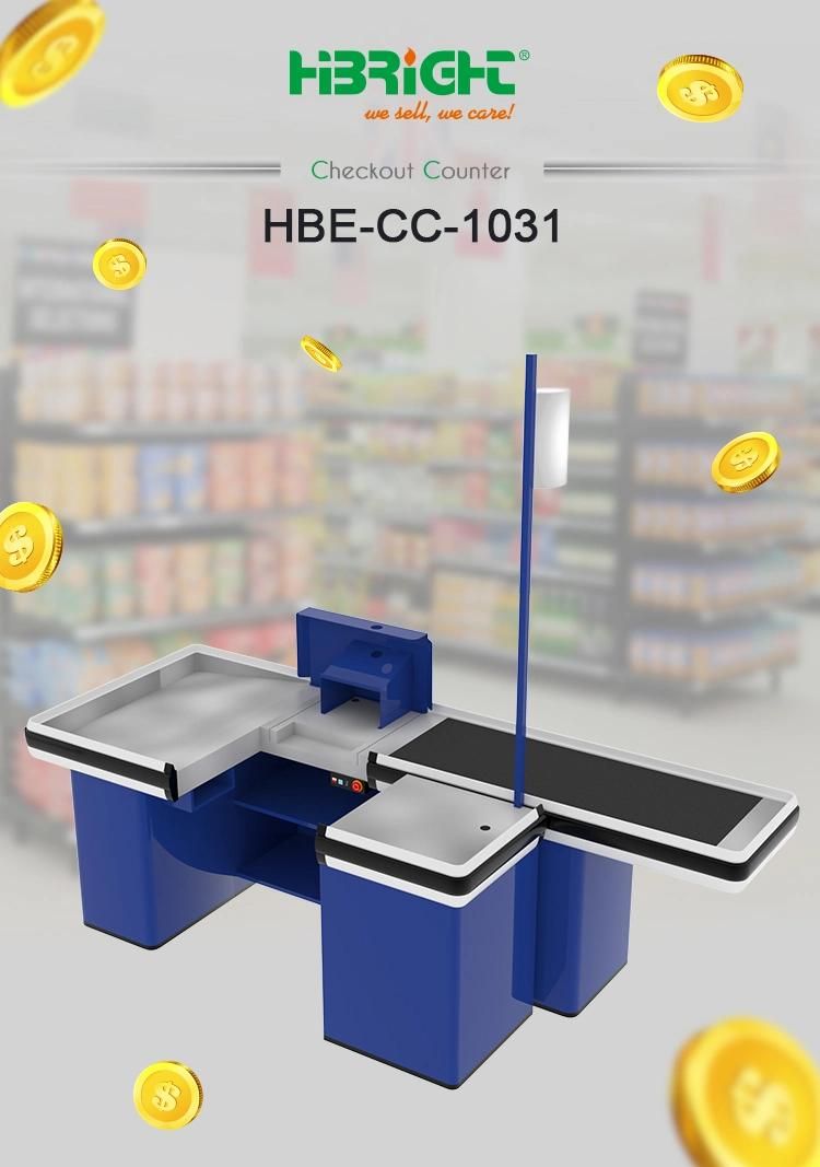 Supermarket Design Cashier Table with Conveyor Belt