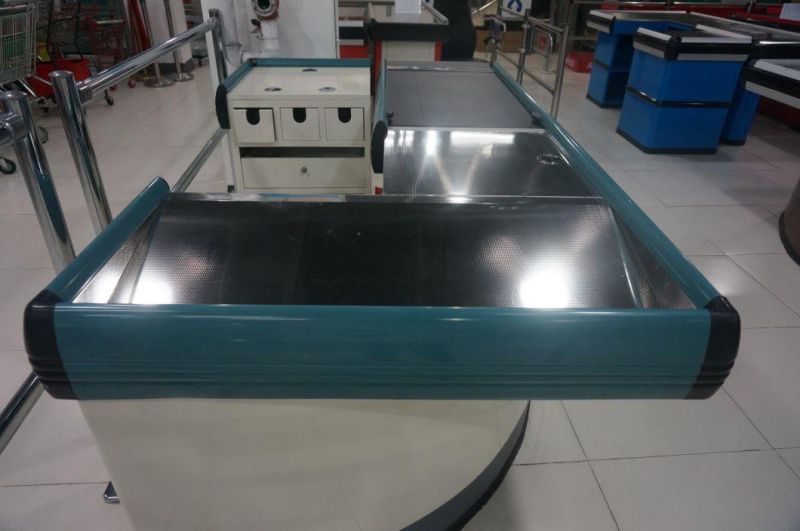 Supermarket Stainless Steel Electric Cashier Counter Retail Design Cashier Counter