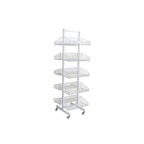 Movable Four Sides Perforated Back Panel Display Rack with Five Wheels