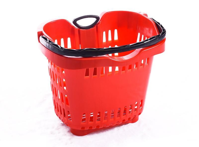 Cheap Shopping Baskets with Wheels Plastic Shopping Trolley with Handles