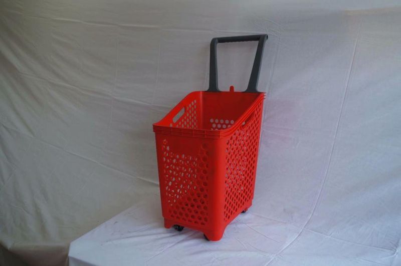 Plastic Collapsible Foldable Shopping Trolley Two Wheels