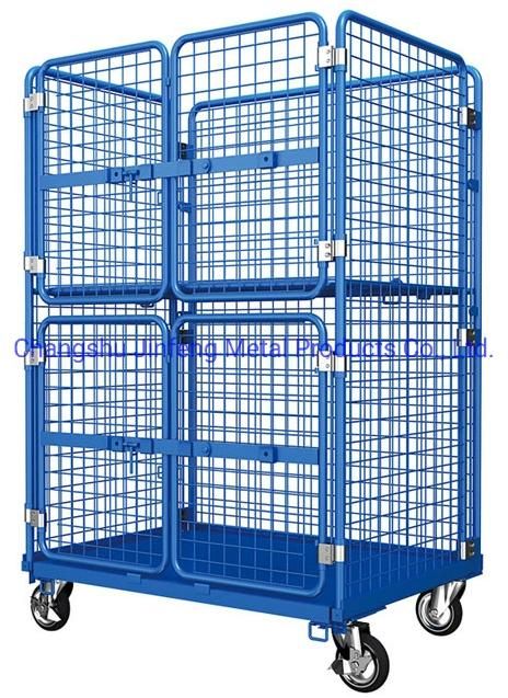 Supermarket Metal Warehouse Foldable Logistics Storage Cage Trolley