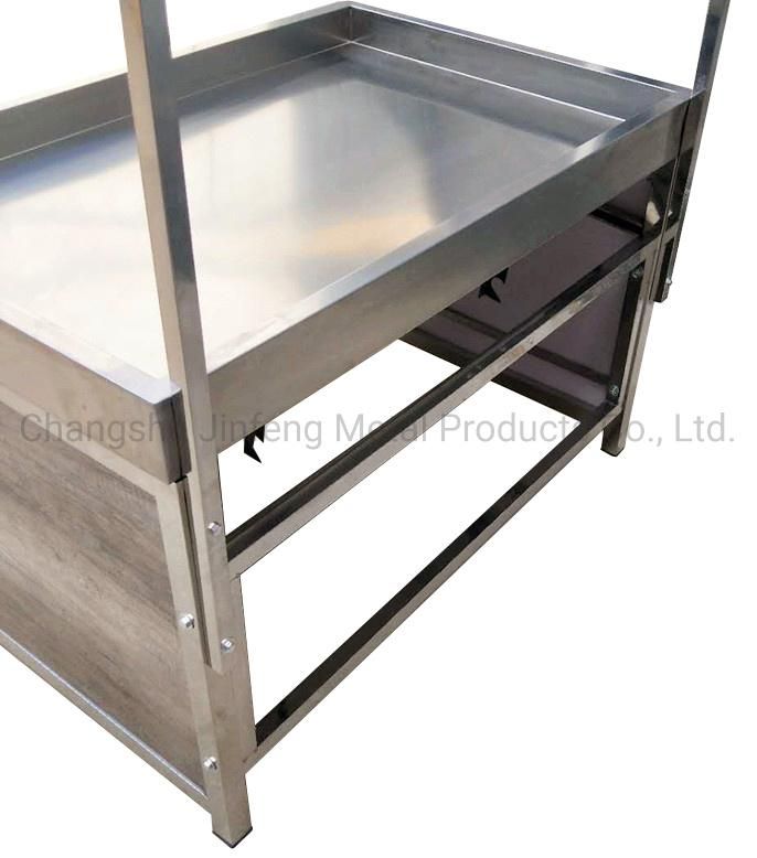 Supermarket Metal Display Rack Vegetable and Fruit Shelf with Wood