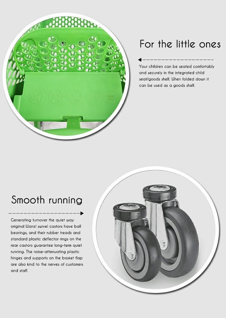 Plastic Shopping 100L Supermarket Trolley Dimensions for Hypermarket