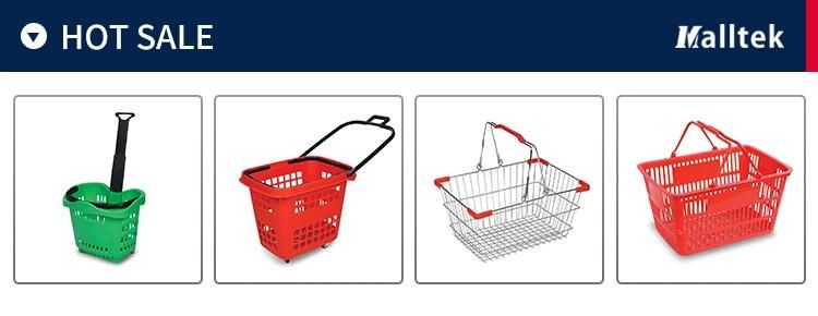 Plastic Supermarket Rolling Shopping Trolley Basket