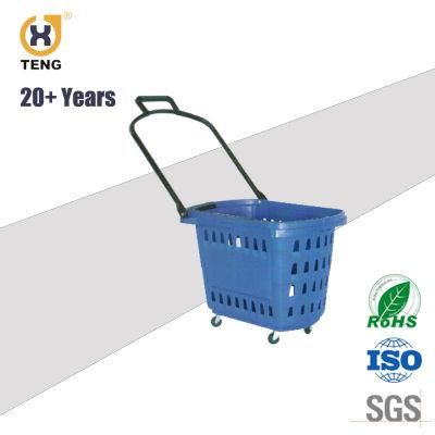 Hot Selling Wheeled Plastic Shopping Baskets with Big Capacity