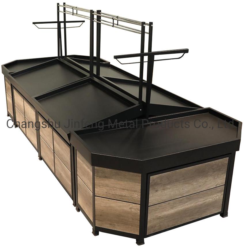 Supermarket Steel-Wood Fruit Vegetable Display Rack Vegetable and Fruit Shelves