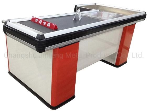 Supermarket Mall Store Cashier Counter Conveyor Belt Check out Counter