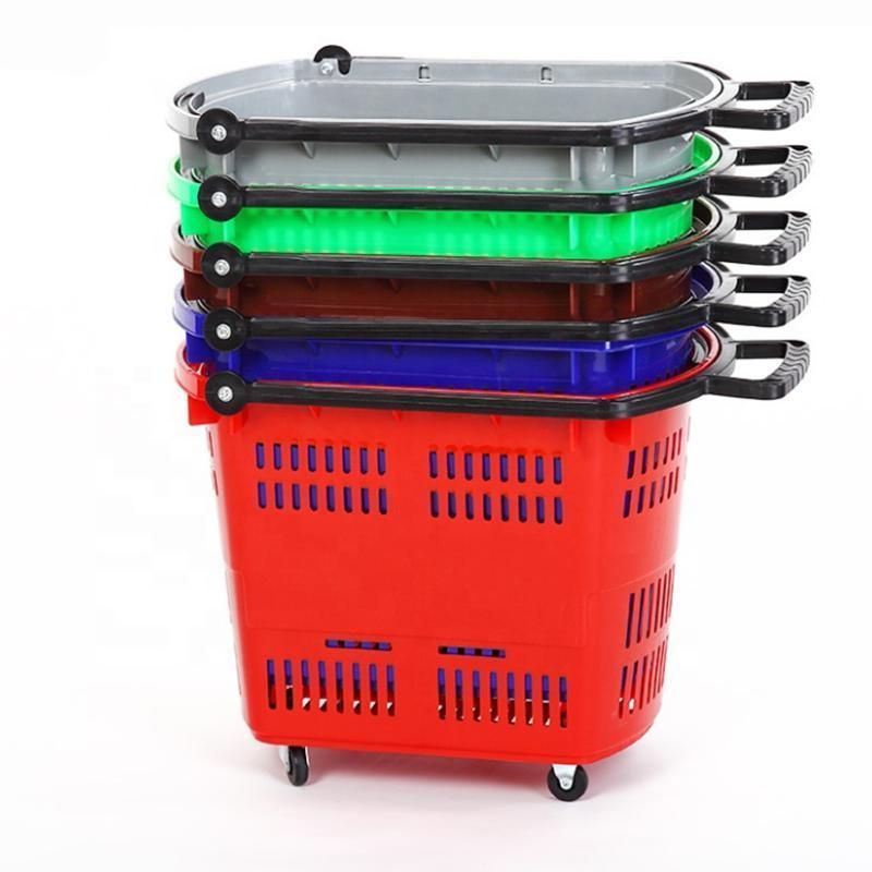 2022 New Design Supermarket Plastic Shopping Basket Trolley