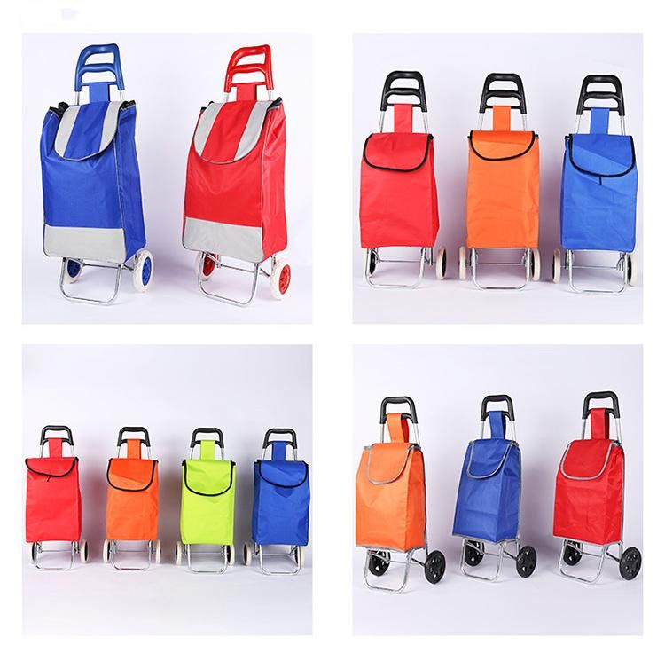 Retail Stores Waterproof Oxford Vegetable Shopping Cart Trolley Bag with Wheels