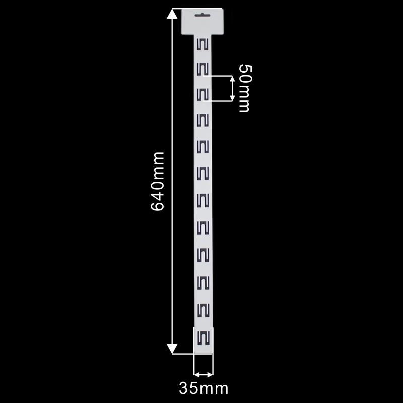 Supermarket White Clip Strip with 12 Hooks for Shelf