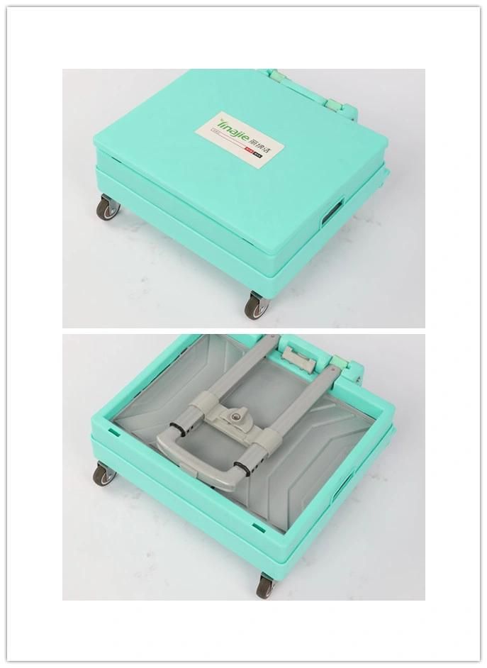 China Factory Rolling Storage Cart Foldable Multi Purpose Shopping Trolley Basket Plastic Cart