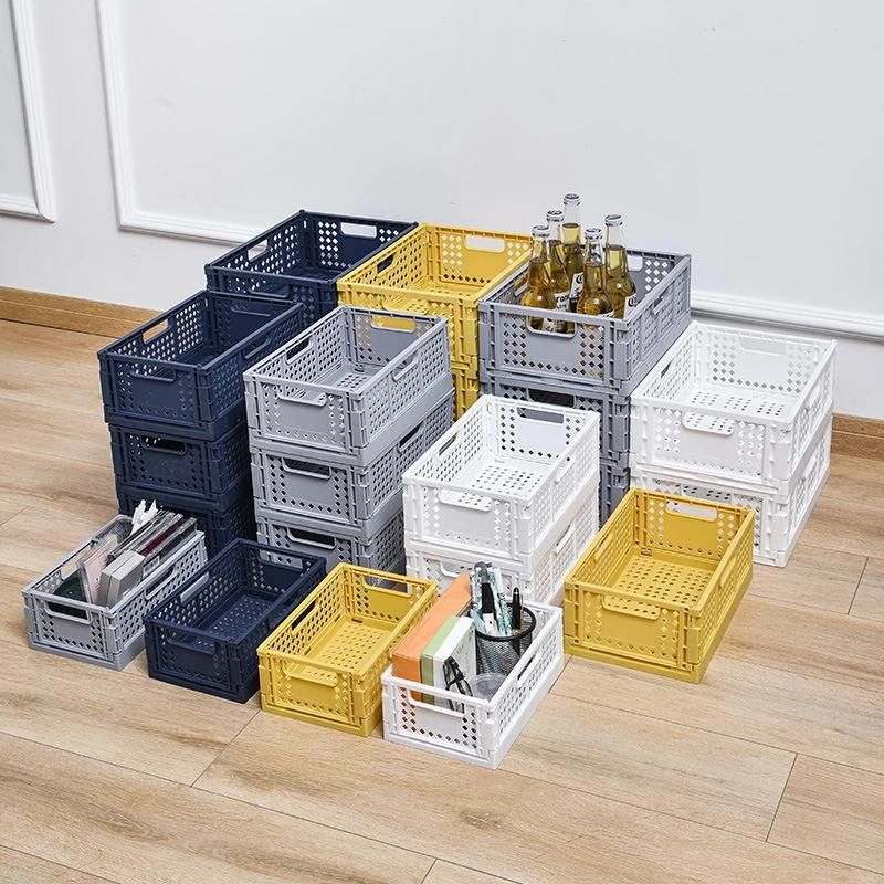 Plastic Hand Shopping Basket Supermarket Shopping Cart Foldable Storage Basket Portable Customized Logo Storage Box