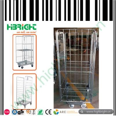 Heavy Duty Metal Nestable Roll Cage for Warehouse