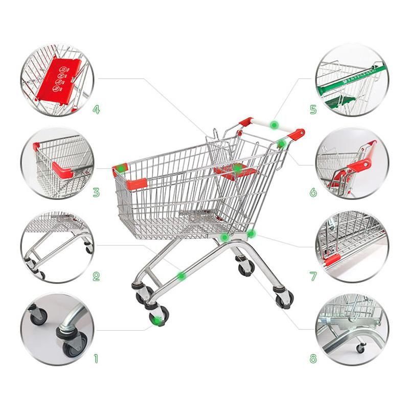 80L European Style Grocery Shopping Trolley Supermarket Carts (JS-TEU02)