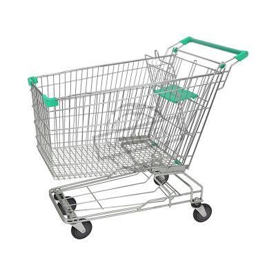 Hot Selling 60L Zinc Plated Shopping Asian Cart with Anti-Theft