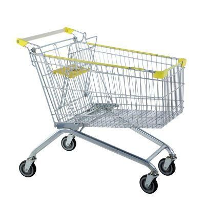 Wholesale Supermarket Foldable Metal Grocery Shopping Trolley with Wheels