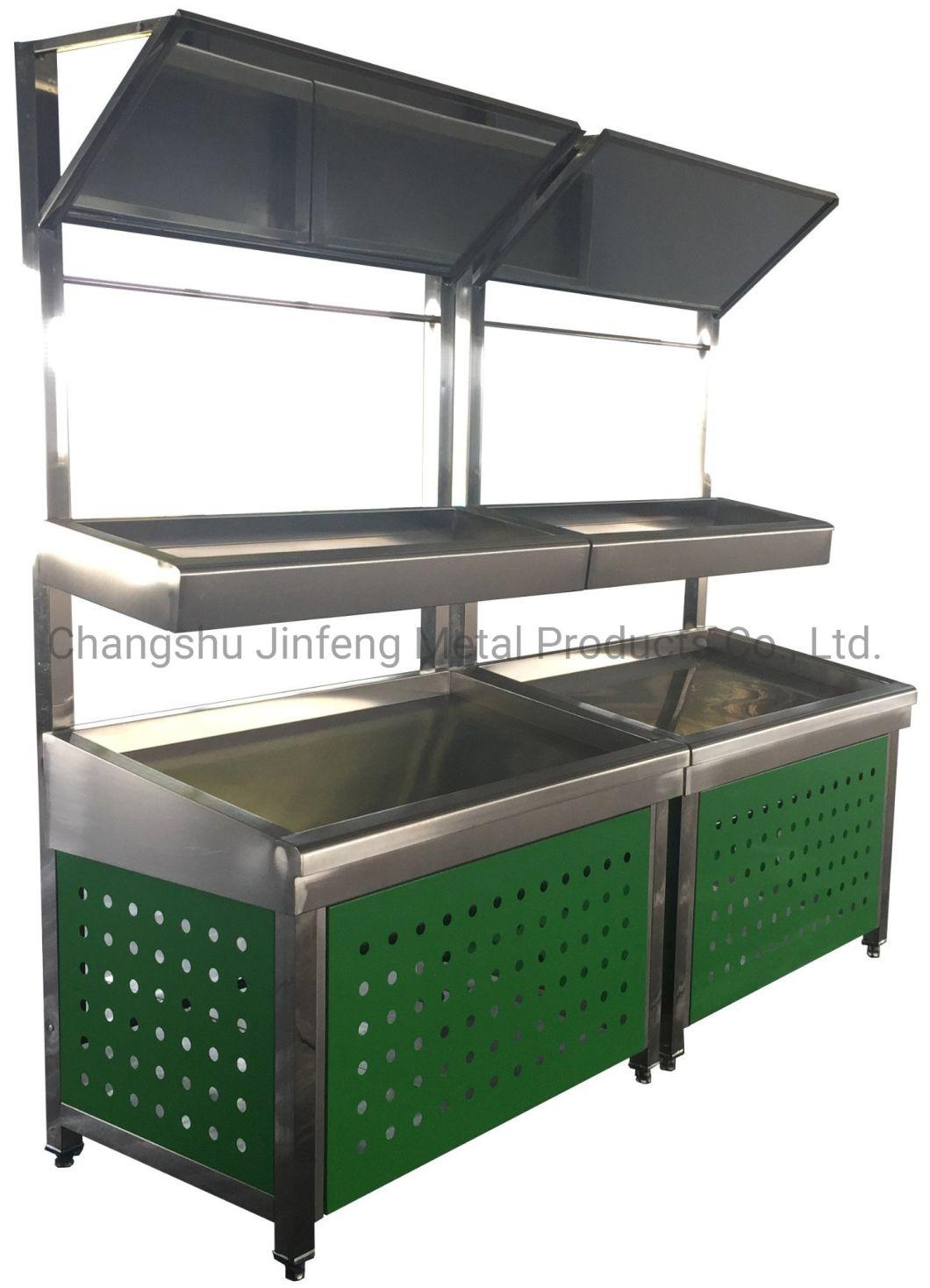 Supermarket Double Layers Display Stand Shelf for Fruit and Vegetable