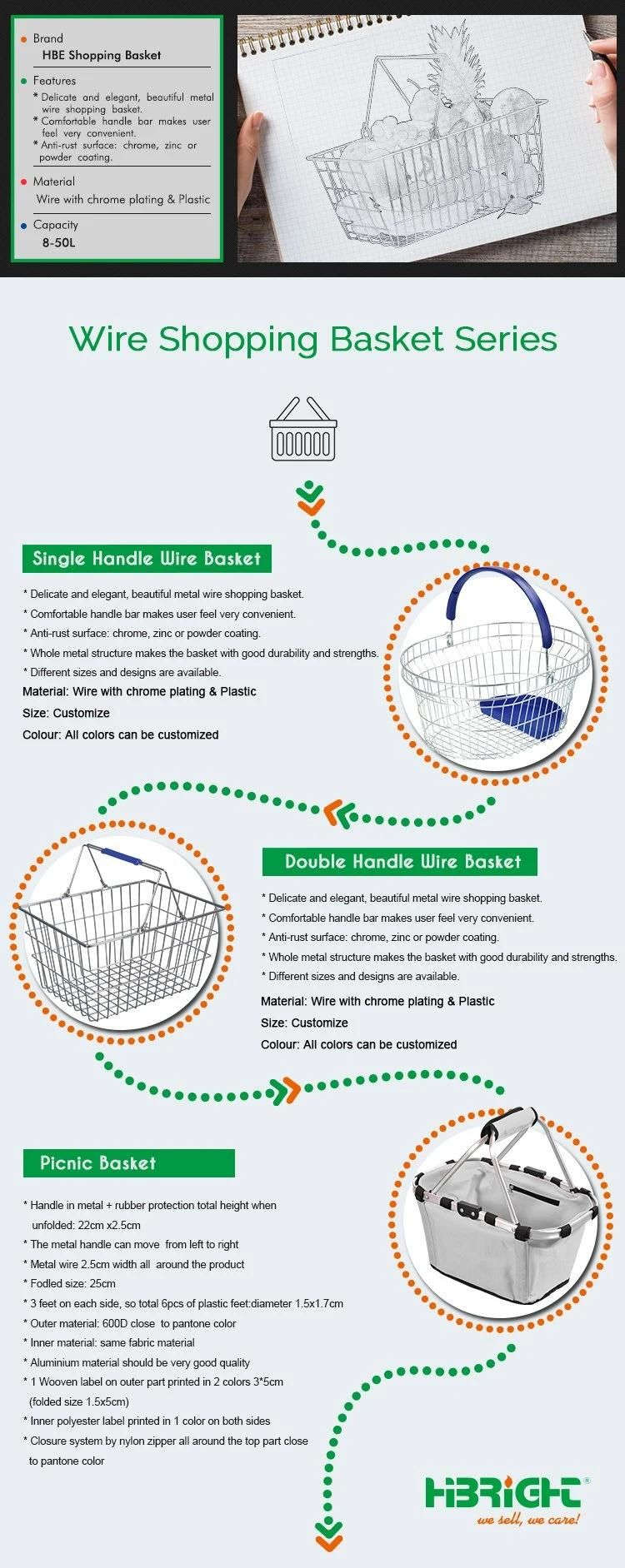 Supermarket Wire Shopping Basket Stacking Stand