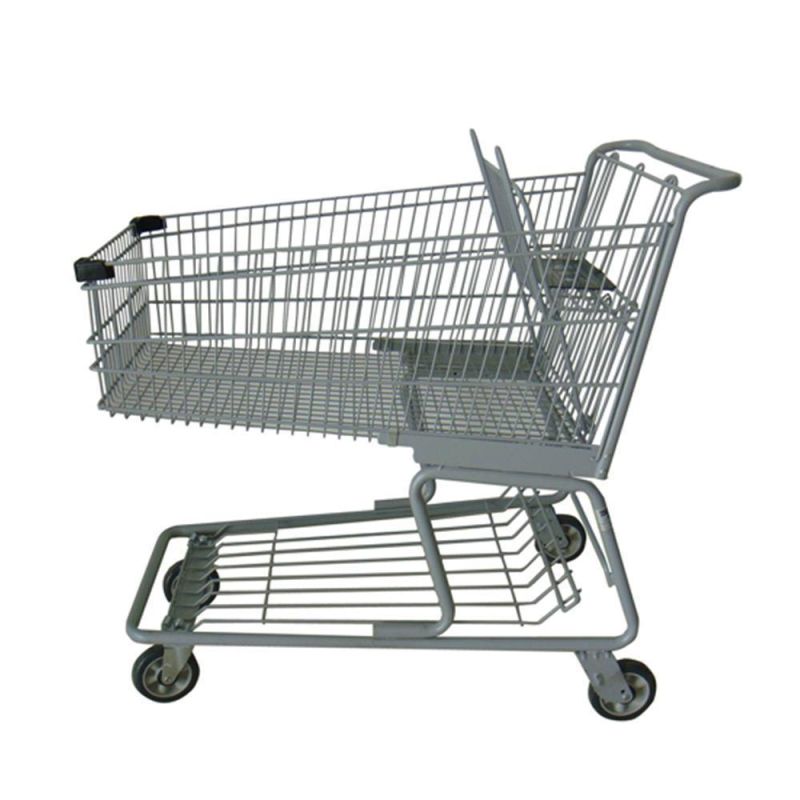 American Style Metal Supermarket Shopping Trolley for Hypmarket