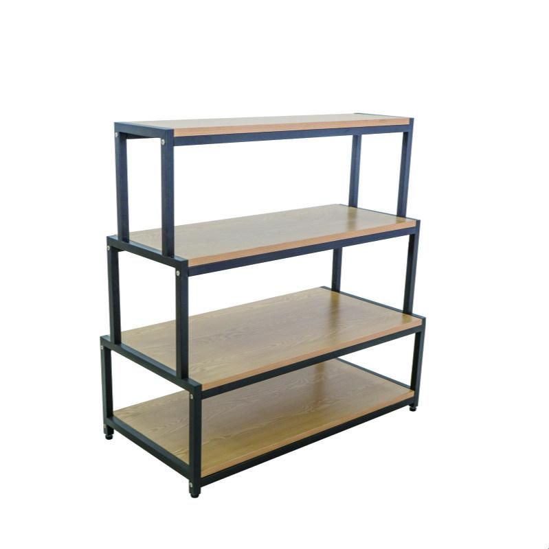 Retail Store HDF Wood Shelving Supermarket Display Metal Grocery Wooden Gondola Shelf