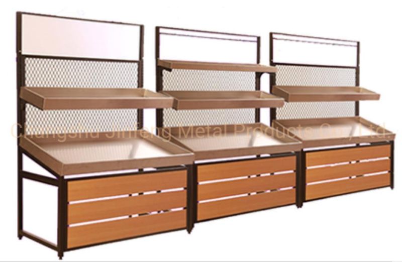 Supermarket Metallic Display Stand Single Layer 2-Layer Sheet Shelves