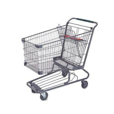 Asian Style Trolley Cart with PU Wheels Supermarket Shopping Trolley