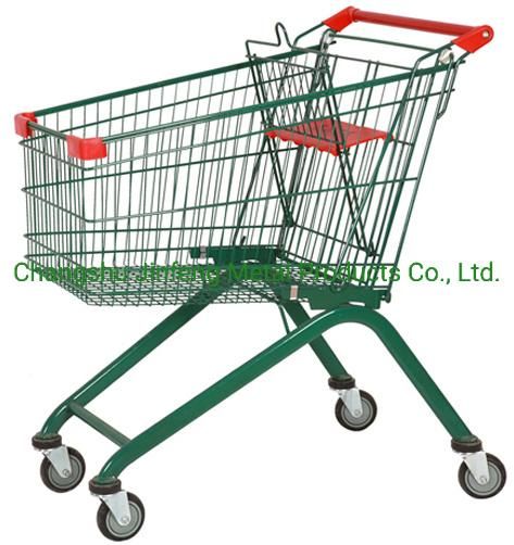 European Style Metal Shopping Trolley for Supermarket