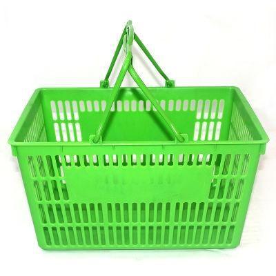 Wholesale Double Handle Supermarket Rolling Plastic Shopping Basket