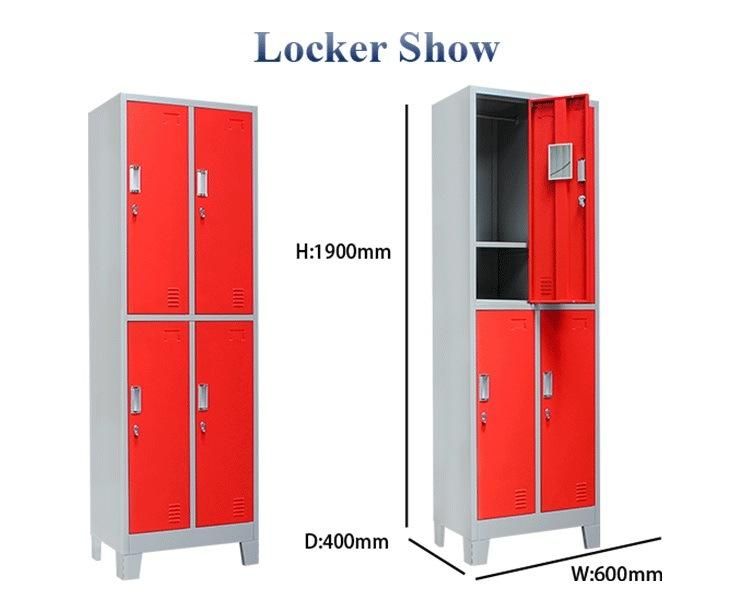 Large Metal Clothes Case 4 Door Wall Mount Shoe Locker Storage Cabinet for Workers