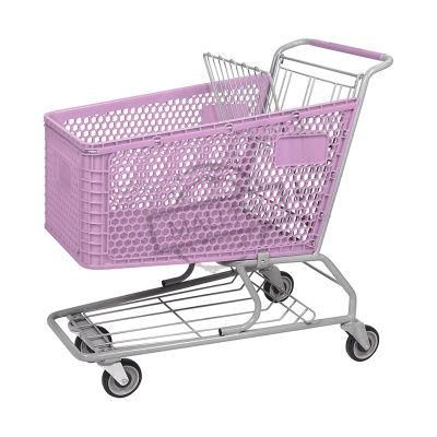 Popular 210L Plastic Supermarket Shopping Trolley with Baby Seat