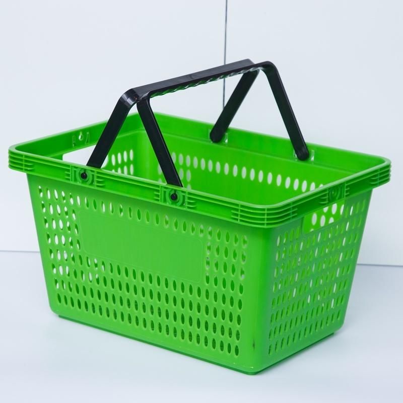 Supermarket Plastic Handing Shopping Basket Pink Color