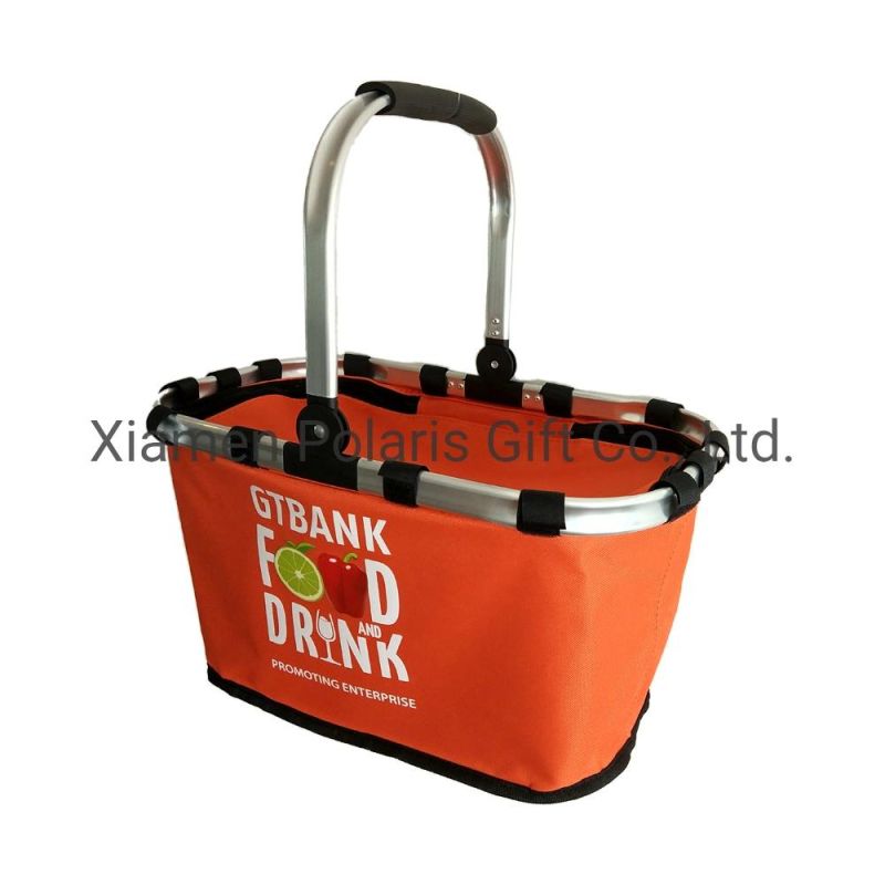 Aluminium Alloy Frame Handle Polyester Foldable Shopping Basket Picnic Basket